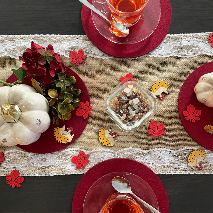 Herbst Konfetti Set Igel und Blätter aus Holz als Tisch Dekoration für den Herbst Basteln Kinder DIY