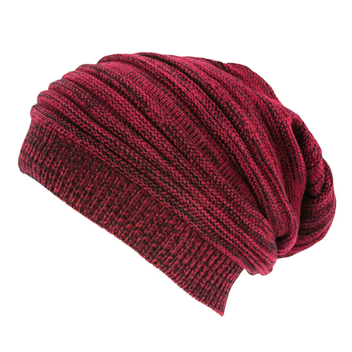 Long Beanie Mütze XXL Damen Herren Kinder Winter Mütze - darkred-black