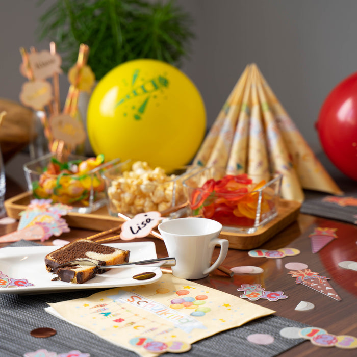 20 Servietten für Schuleinführung Schulanfang Einschulung Deko Schulkind ABC Zuckertüten Luftballons