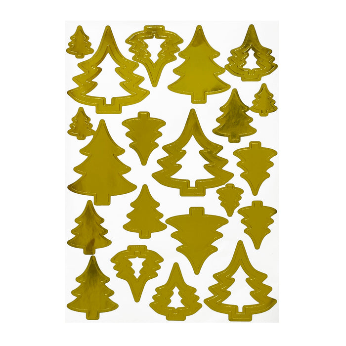 42 Tannenbaum Sticker Weihnachtsbaum Aufkleber Glänzend für Weihnachten Weihnachtsdeko Basteln - gold