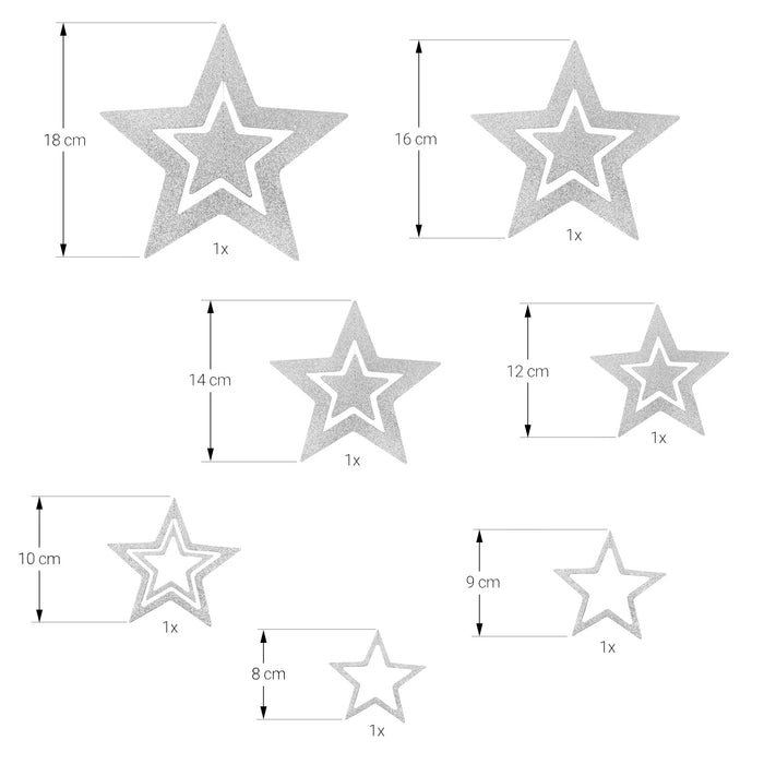 Deckenhänger Girlande Sterne für Weihnachten Advent und WinterStern Dekoration Weihnachtsdeko - silber
