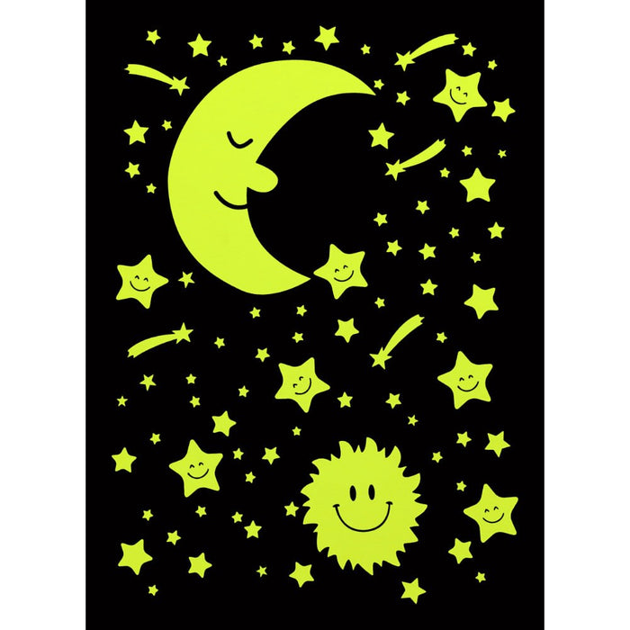 Leuchtsterne Sticker Set Mond Sonne Selbstleuchtend Wandsticker