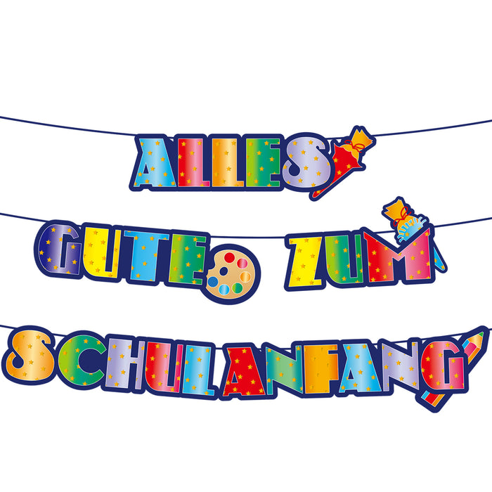 Schuleinführung Schulanfang Einschulung Deko Set - Alles Gute zum Schulanfang Girlande Luftballons Konfetti