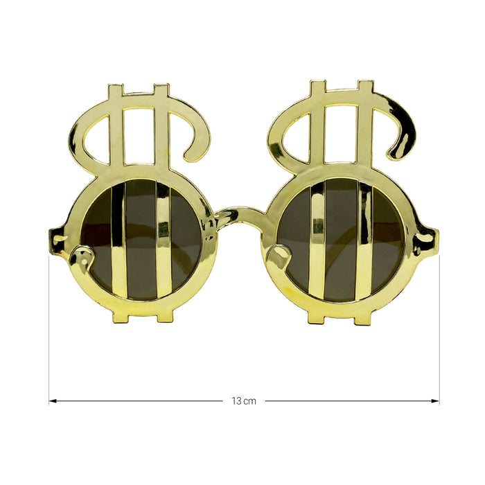 Dollar Zeichen Brille Partybrille Sonnenbrille für Motto Party Fasching Karneval Kostüm Accessoire - gold