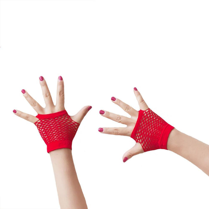 Netzhandschuhe kurz fingerlos Party Karneval Fasching