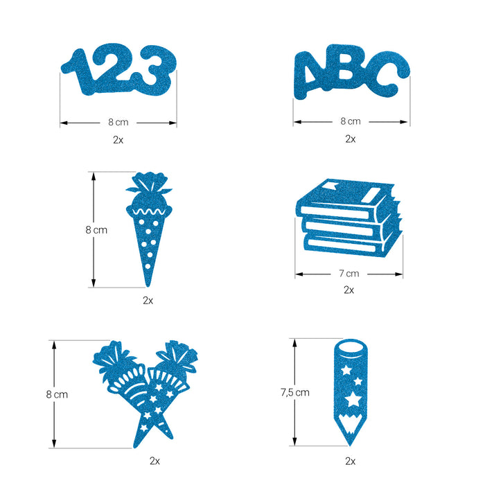 Schul Konfetti Set blau für Schuleinführung Einschulung Schulanfang Schule Streudeko Tischdeko