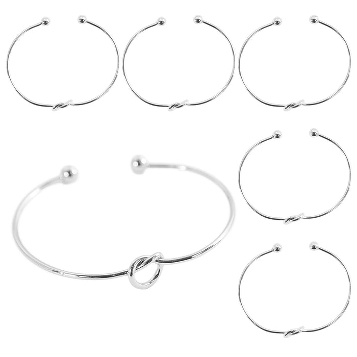 6x Armband Armreif mit Knoten für Mädchen Frauen Damen JGA Hochzeit Geburtstag Party silber