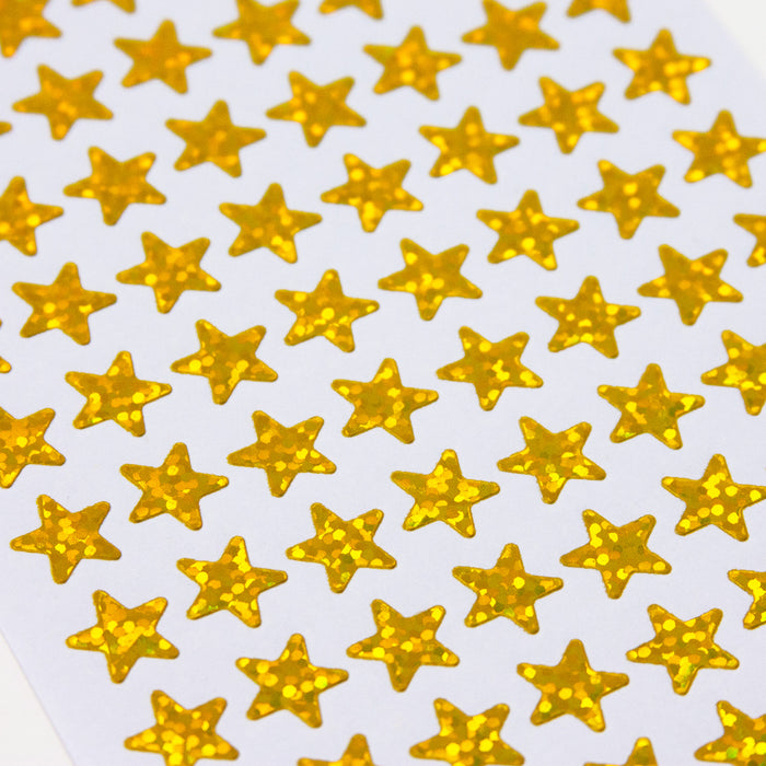 960x Sterne Sticker Stern Aufkleber Holo Effekt glitzernd zum Basteln Scrapbooking Dekoration - gold