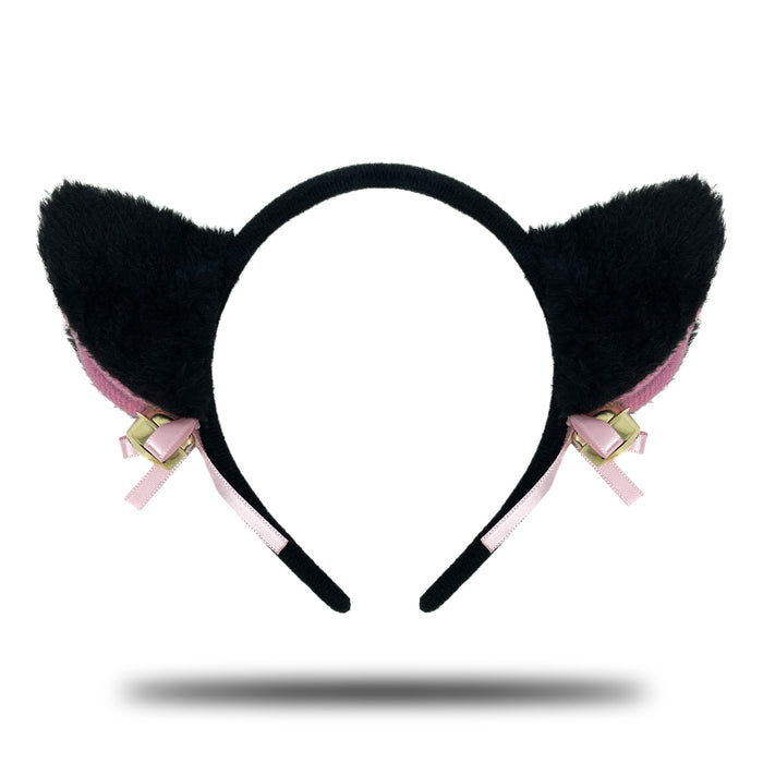 Haarreif Katzen Ohren Haarreifen für Fasching Karneval Motto Party Katze Kostüm Accessoire - schwarz