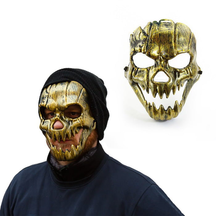 Maske Totenkopf Schädel metallisch Halloween Fasching Karneval - gold