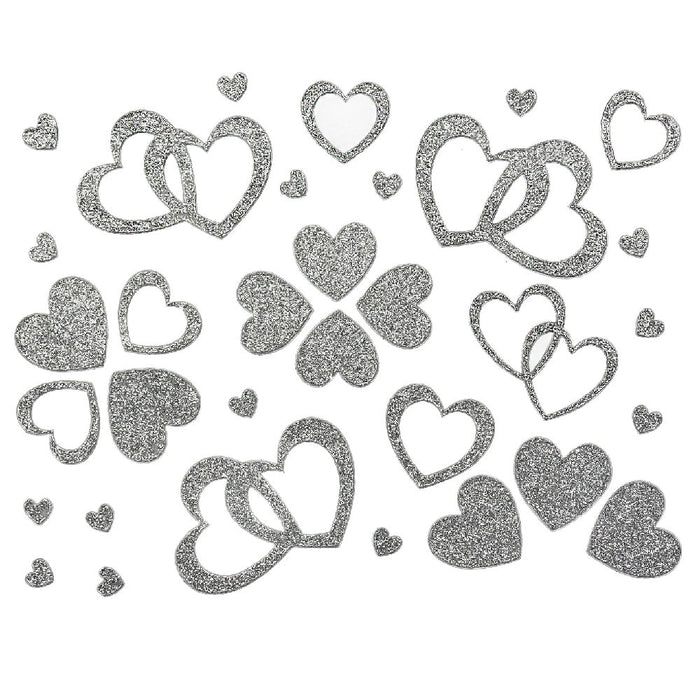 Herz Sticker Set Glitter Glitzernd - silber