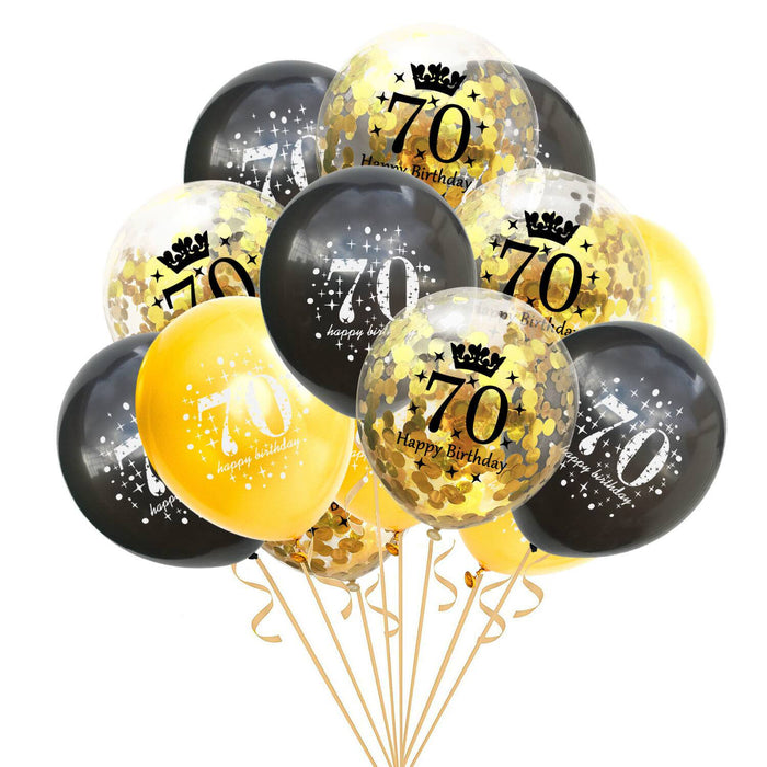 Konfetti Luftballon Set Zahl 70 Geburtstag Happy Birthday 15 Ballons Jubiläum Party Deko Ballons