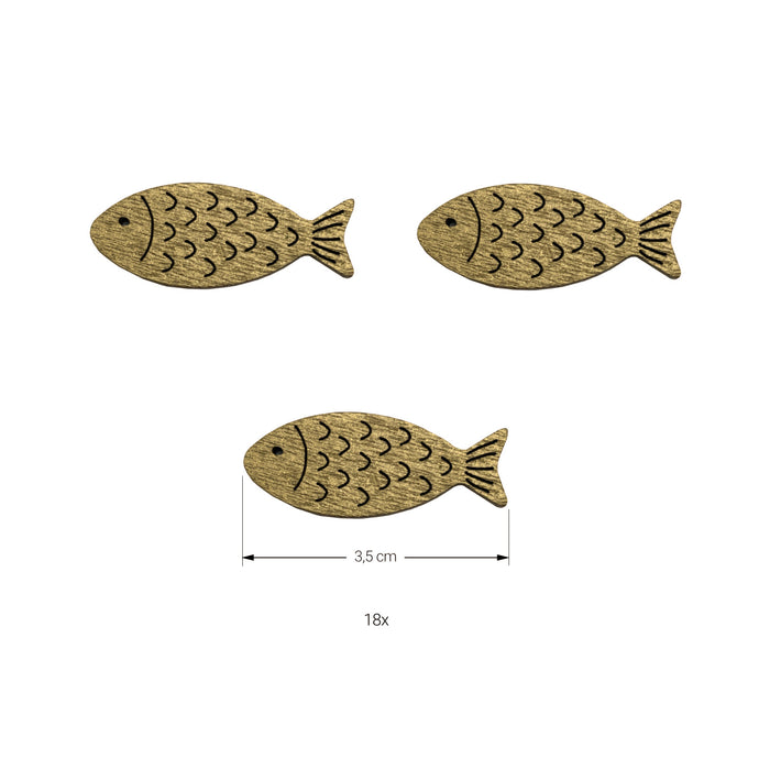 18 Holz Fische Streudeko Tischdeko Taufdeko für Taufe Kommunion Konfirmation Firmung Deko - gold