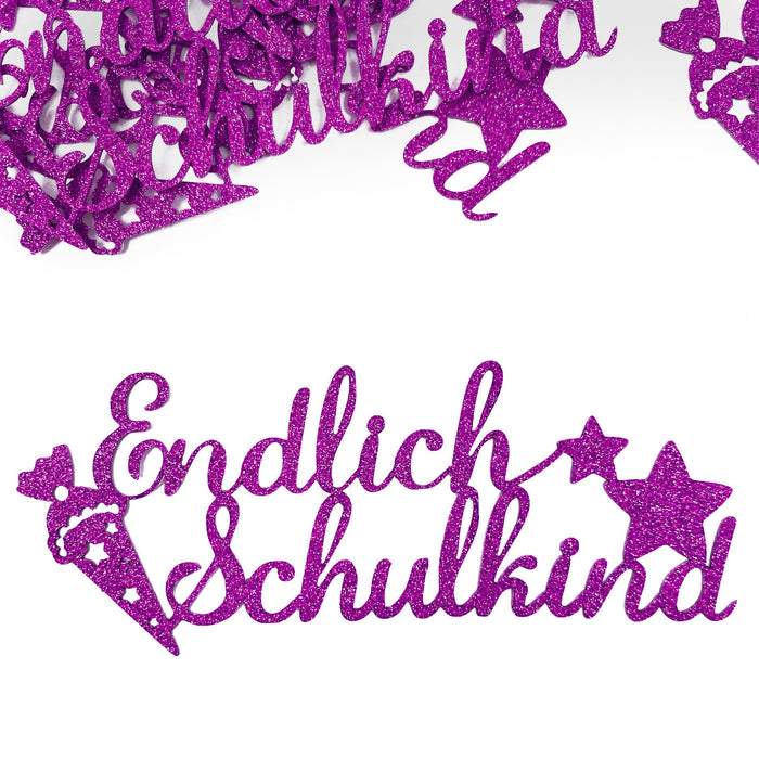 12x Endlich Schulkind Konfetti für Schuleinführung Einschulung Schulanfang Streudeko Tischdeko - rosé + pink