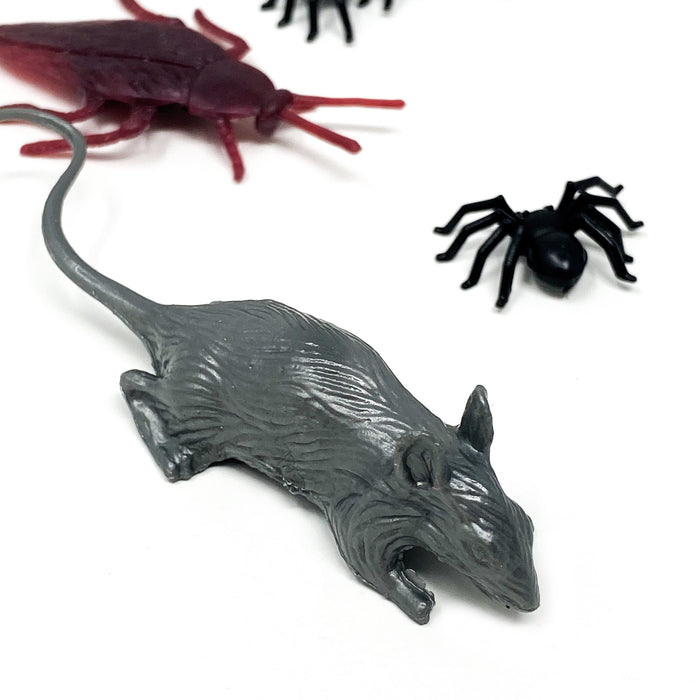 Halloween Deko Set - Spinnen Kakerlaken Ratten Insekten + 6 Augen Tisch Deko für Halloween Fasching