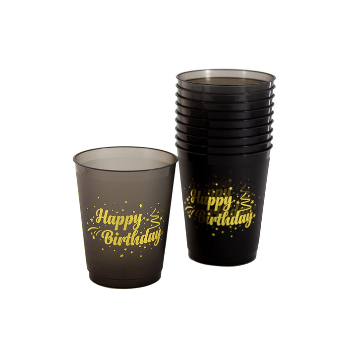 Happy Birthday Becher Set Trinkbecher Partybecher Geburtstag Kindergeburtstag Party schwarz gold