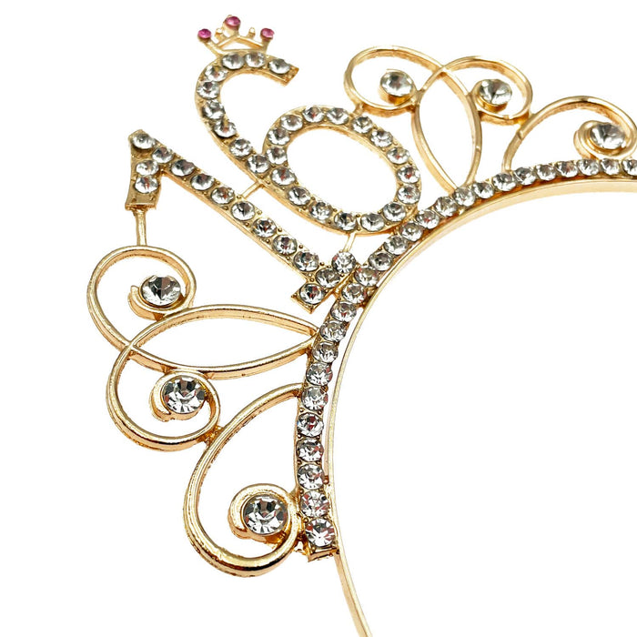 Haarreifen Zahl 16 mit Diamanten + Krone Haarreif 16. Geburtstag Mädchen Damen Frauen gold Metall