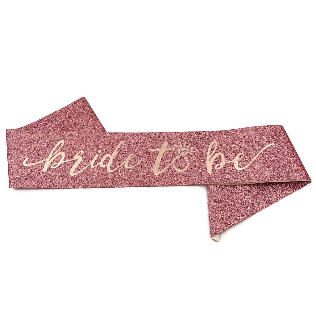 Oblique Unique® Bride To Be Schärpe – Roségold Mit Glitzer Für JGA & Hochzeit