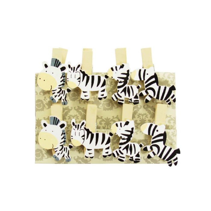 8 Mini Wäscheklammern Holz Miniklammern Deko Klammern - Zebras