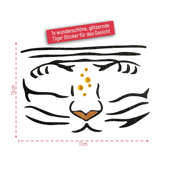 Tiger Gesicht Sticker Set Tiergesicht Aufkleber für Fasching Karneval Geburtstag Kinder Motto Party