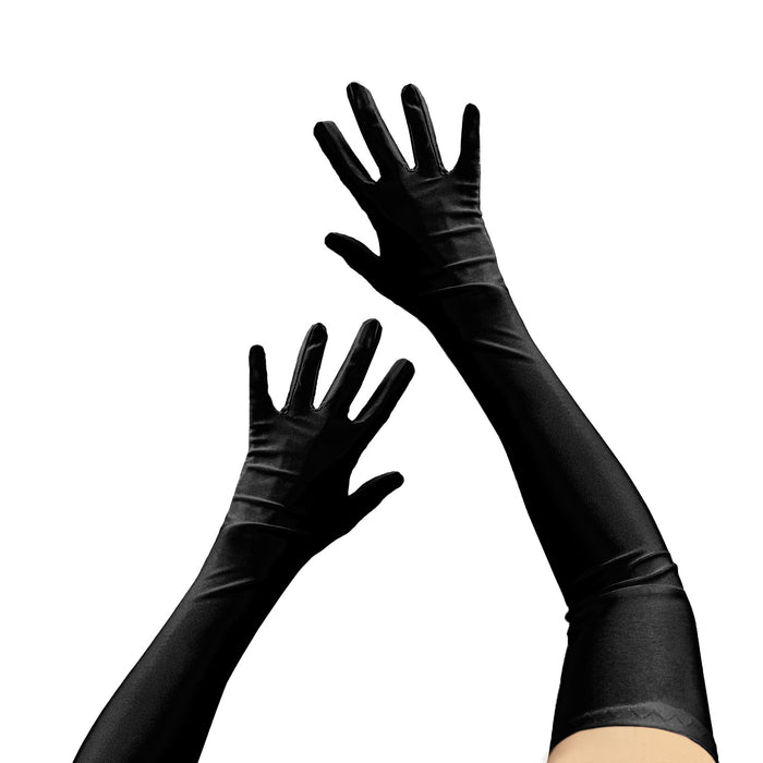 hochzeit handschuhe schwarz Damen Handschuhe Lang schwarz Handschuh für Hochzeit Fasching Karneval — Oblique Unique
