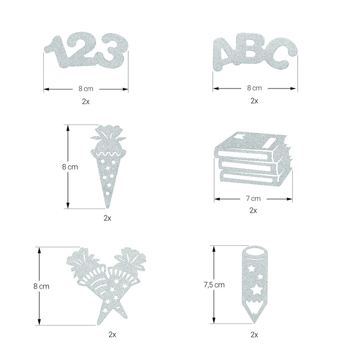 Schul Konfetti Set silber für Schuleinführung Einschulung Schulanfang Schule Streudeko Tischdeko