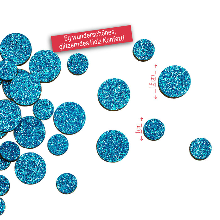Holz Konfetti Rund Streudeko Tisch Deko für Silvester Weihnachten Geburtstag Fasching Motto Party - türkis