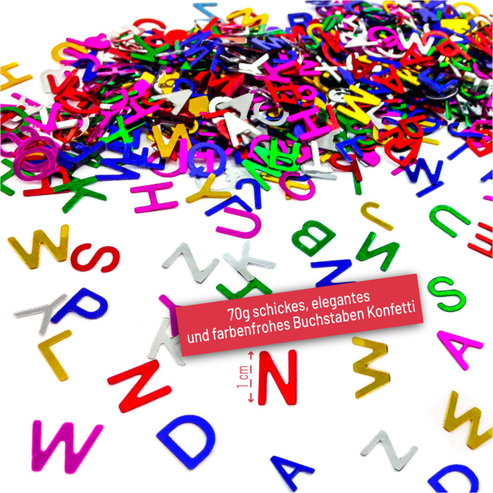 ABC Buchstaben XXL Konfetti Set - über 2500 Stück - Bunt Tisch Deko Streudeko für Schuleinführung Einschulung Mädchen Jungen