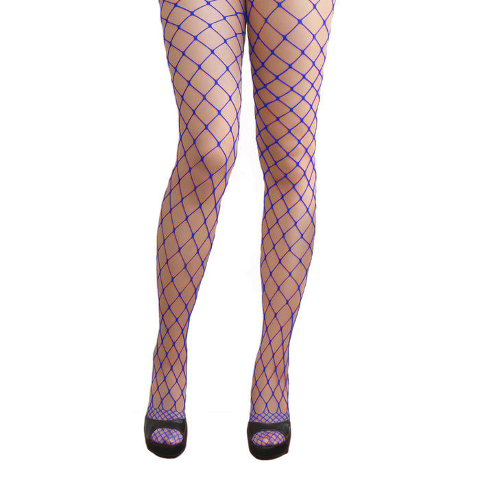 Netzstrumpfhose für Damen Motto 80er Party Fasching Karneval Kostüme - neonblau