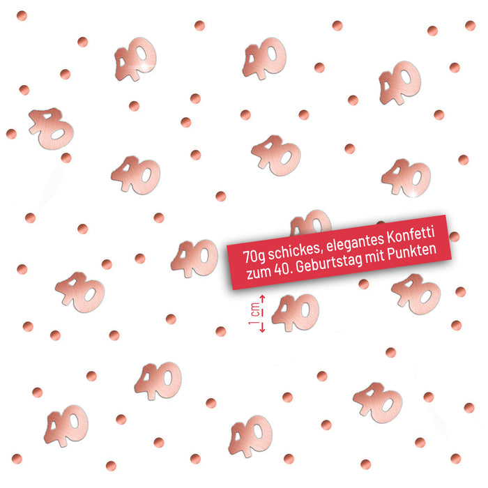 Konfetti 40. Geburtstag Jubiläum über 2500 Stück Zahl + Punkte Tisch Deko Streudeko - roségold
