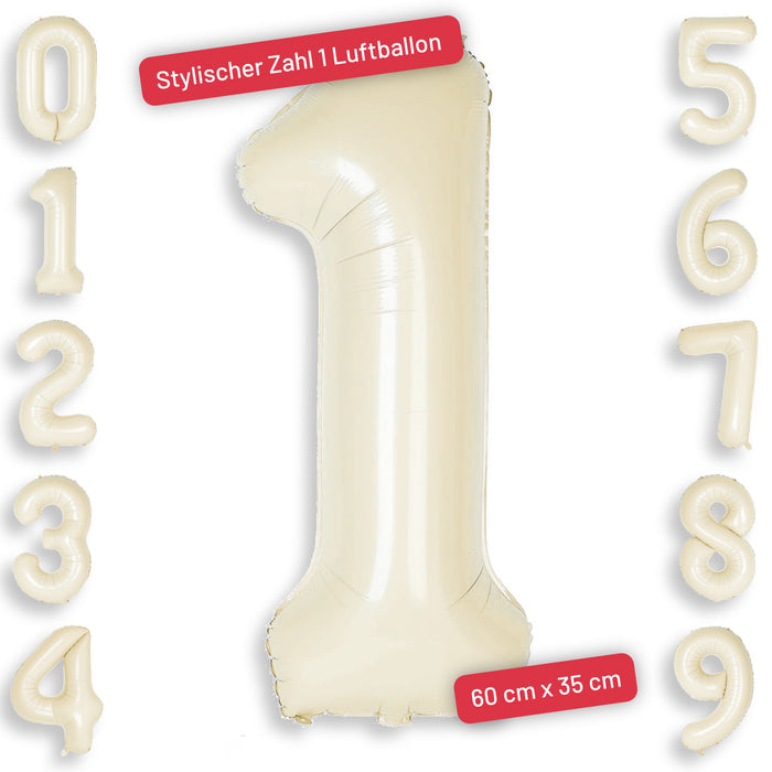 1x Folien Luftballon mit Zahl 1 für Geburtstag Jubiläum Party Deko Ballon