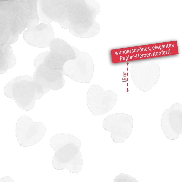 Papier Herz Konfetti Herzen Tischdeko Streu Deko für Valentinstag JGA Hochzeit Geburtstag Liebe - weiß