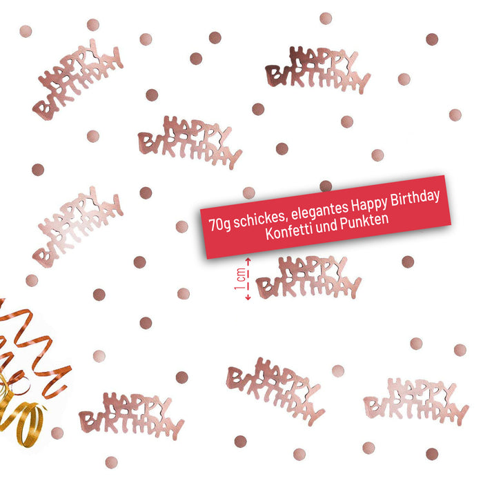 Konfetti Set Happy Birthday + Punkte für Geburtstag Jubiläum über 2500 Stück Tisch Deko Streudeko - roségold