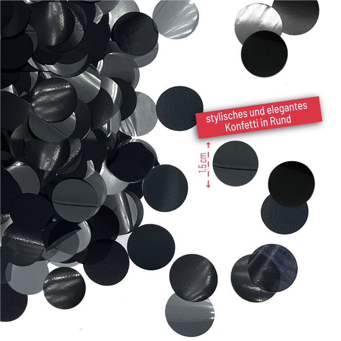 Konfetti schwarz grau rund glänzend Tisch Deko für Halloween Geburtstag Silvester Feier Jubiläum Streu Deko