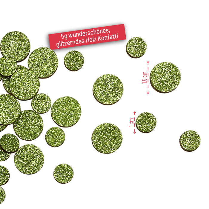 Holz Konfetti Rund Streudeko Tisch Deko für Silvester Weihnachten Geburtstag Fasching Motto Party - grün
