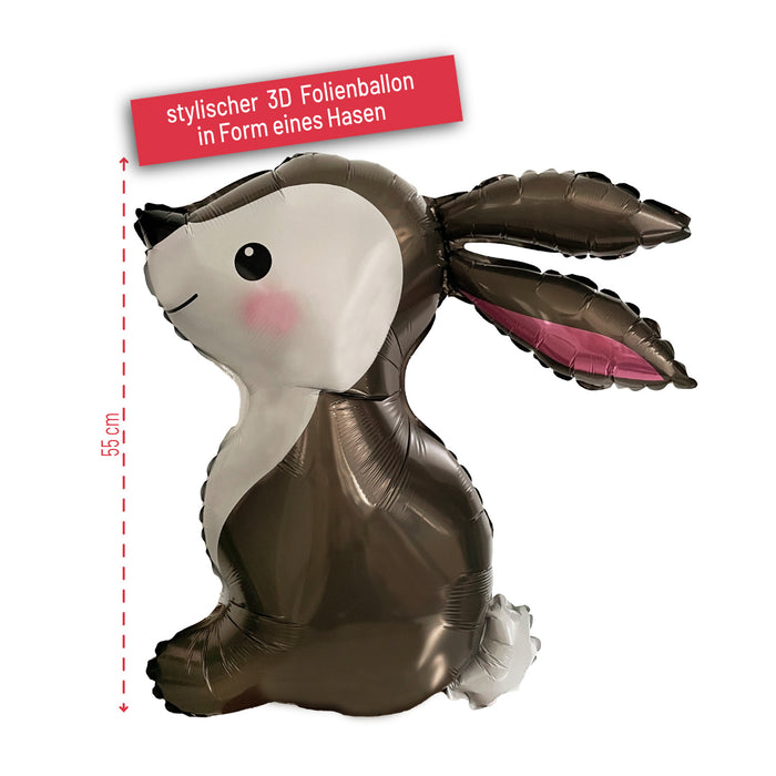 3D Folienballon Hase für Jungen und Mädchen zum Kindergeburtstag Deko Motto Party