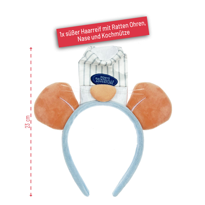 Haarreif Ratten Ohren mit Kochmütze Haarreifen für Fasching Karneval Kostüm Accessoire - grau