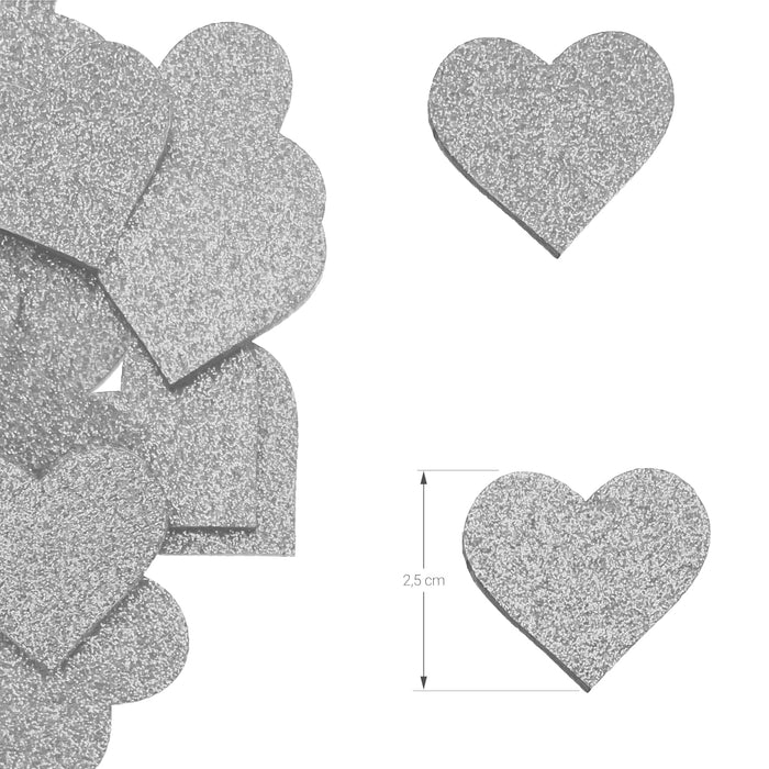 25 Holz Herzen silber Glitzer Konfetti Holzdeko Tischdeko Streudeko für JGA Hochzeit Valentinstag Party zum Basteln