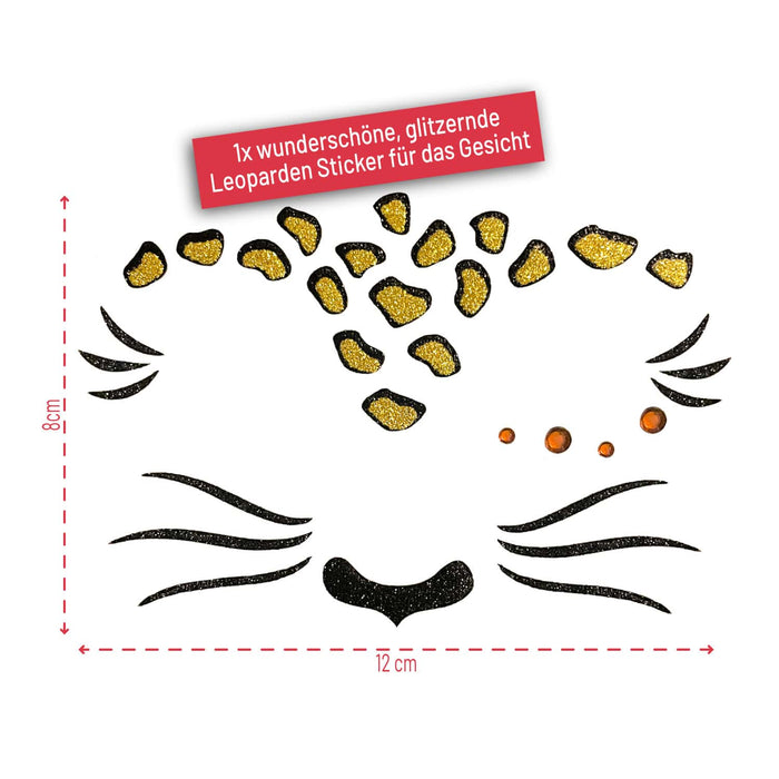 Leopard Kostüm Accessoire Set - Haarreif + Gesicht Sticker für Halloween Fasching Karneval Motto Party