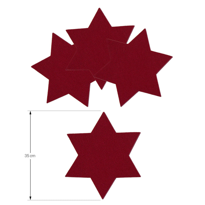 4 Filz Untersetzer Sterne Glasuntersetzer Weihnachtsdeko Tischdeko Ø 35cm - weinrot