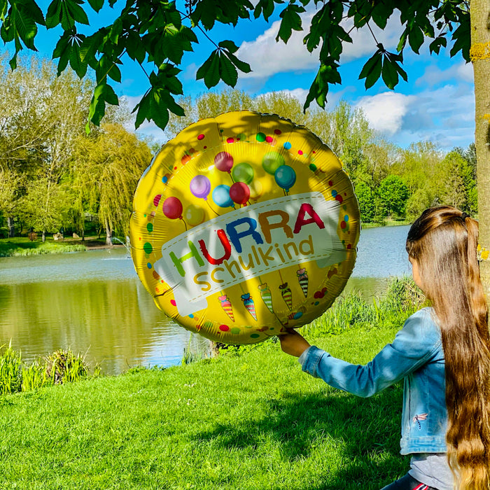 Schuleinführung Schulanfang Einschulung Deko Set - Schulkind Girlande + Luftballon + Zuckertüten Konfetti