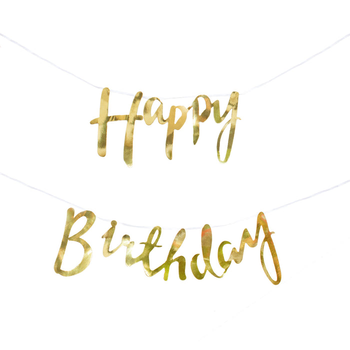 Happy Birthday Geburtstag Party Deko Set - Girlande + Konfetti - gold silber schwarz