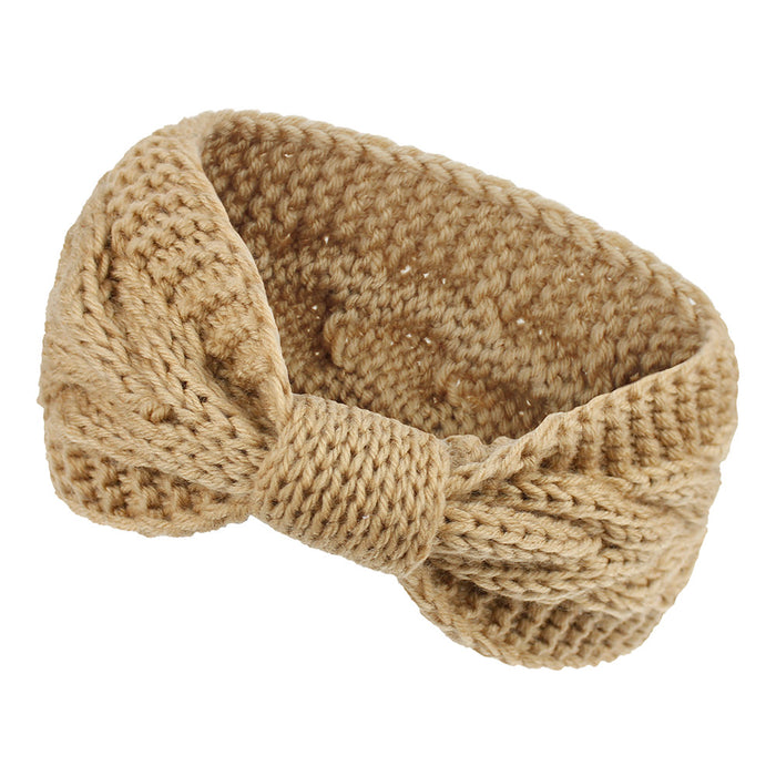 Damen Stirnband Haar Band für den Herbst Winter Ohrenwärmer Zopfmuster in Einheitsgröße - beige