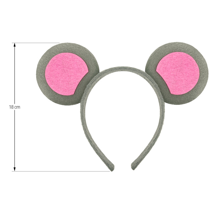 Haarreif Maus Ohren Haarreifen Mäuschen Mouse für Fasching Karneval Kostüm Accessoire - grau pink