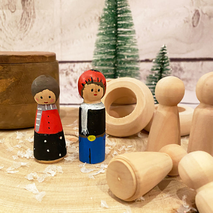 10 Holz Figuren zum Bemalen Frauen Holzdeko zum Basteln Spielen DIY Deko für Weihnachten Weihnachtsdeko Tischdeko