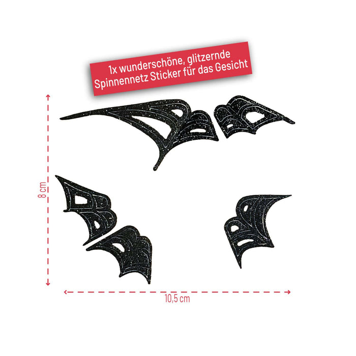 Spinnennetz Gesicht Sticker Set Tiergesicht Aufkleber für Fasching Karneval Halloween Kinder Motto Party