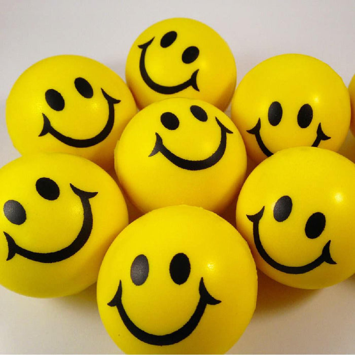 Smiley Knautschball Antistressball Softball Schaumstoff Ball gelb