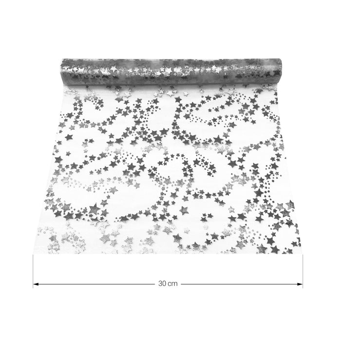 Tischläufer Sterne Tischband silber metallisch Stern Läufer Tischdeko für Weihnachten Silvester Deko