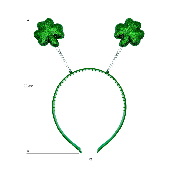 Haarreifen mit Glitzer Kleeblätter in grün mit Lametta Haarreif für Fasching Karneval Motto Party