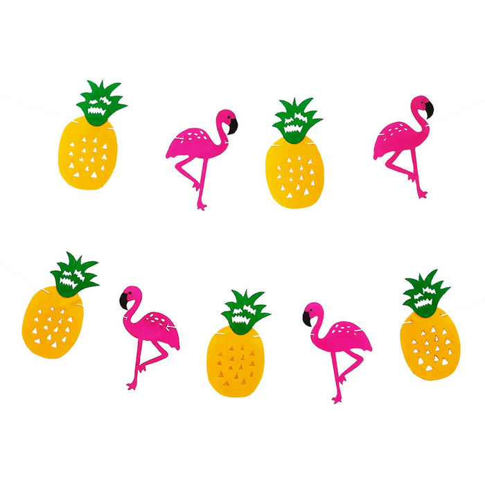 Sommer Party Deko Set - Flamingo Ananas Girlande + Flamingo Konfetti Luftballon Set + Flamingo Konfetti